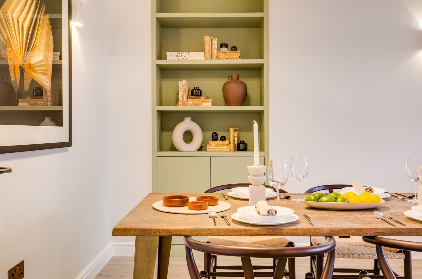 A beautifully designed dining room designed for the London rental market
