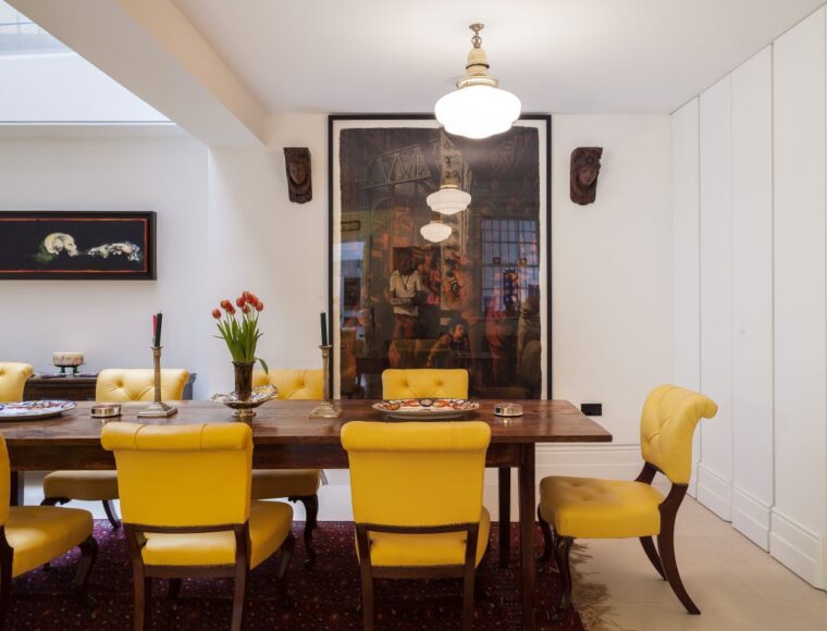 A long dining table featured in an investment property in London
